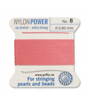 Griffin Nylon Bead Cord Size 8 (0.80mm) 2m, dark pink color