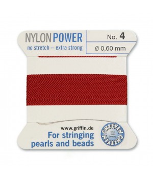 Griffin Nylon Bead Cord Size 4 (0.60mm) 2m, garnet color