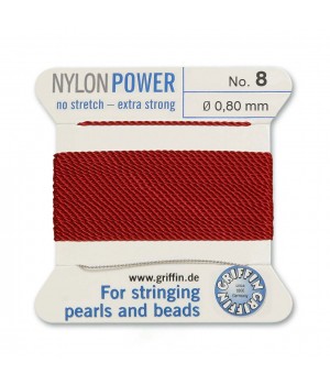 Griffin Nylon Bead Cord Size 8 (0.80mm) 2m, garnet color