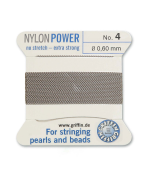 Griffin Nylon Bead Cord Size 4 (0.60mm) 2m, gray color