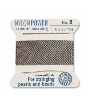 Griffin Nylon Bead Cord Size 8 (0.80mm) 2m, gray color