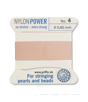 Griffin Nylon Bead Cord Size 4 (0.60mm) 2m, light pink color