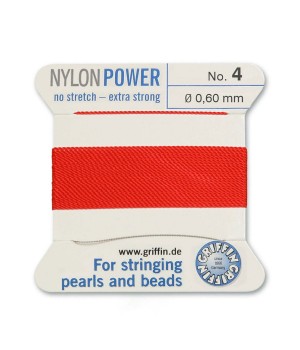 Griffin Nylon Bead Cord Size 4 (0.60mm) 2m, red color