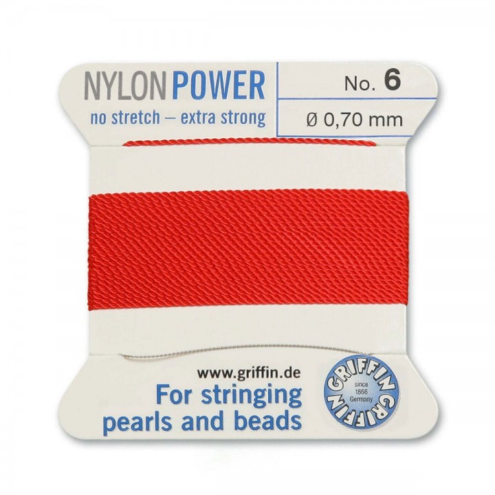 Hilo NylonPower(GRIFFIN) 0.70mm(№6) con aguja, rojo