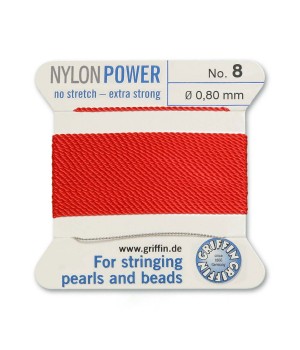 Griffin Nylon Bead Cord Size 8 (0.80mm) 2m, red color