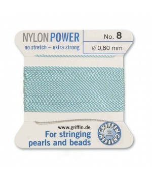 Griffin Nylon Bead Cord Size 8 (0.80mm) 2m, turquoise color