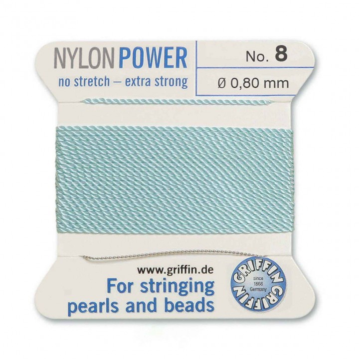 Нить с иглой NylonPower(GRIFFIN) 0.80мм(№8), бирюзовая