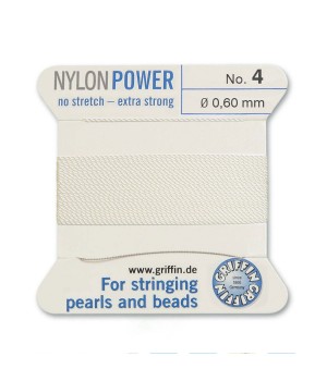 Griffin Nylon Bead Cord Size 4 (0.60mm) 2m, white color