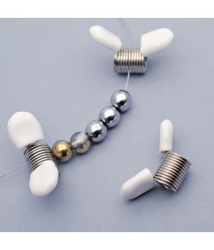 Зажим-пружина для фиксации тросика цвет белый, нержавеющая сталь