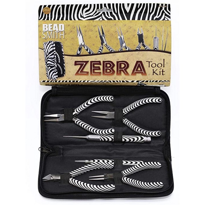 Zebra set of 6 jewelry tools in a pencil case