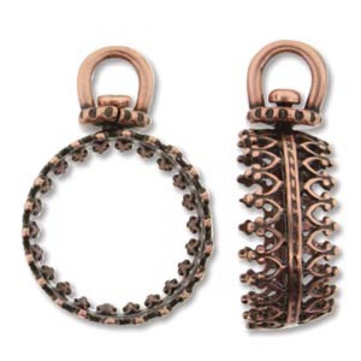 Setting for beads or rivoli 13-14mm double-sided, antique copper