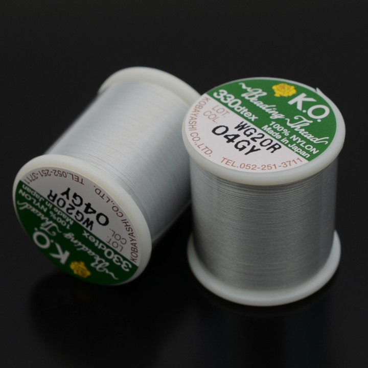 Нить для бисера K.O. катушка 50м, светло-серая