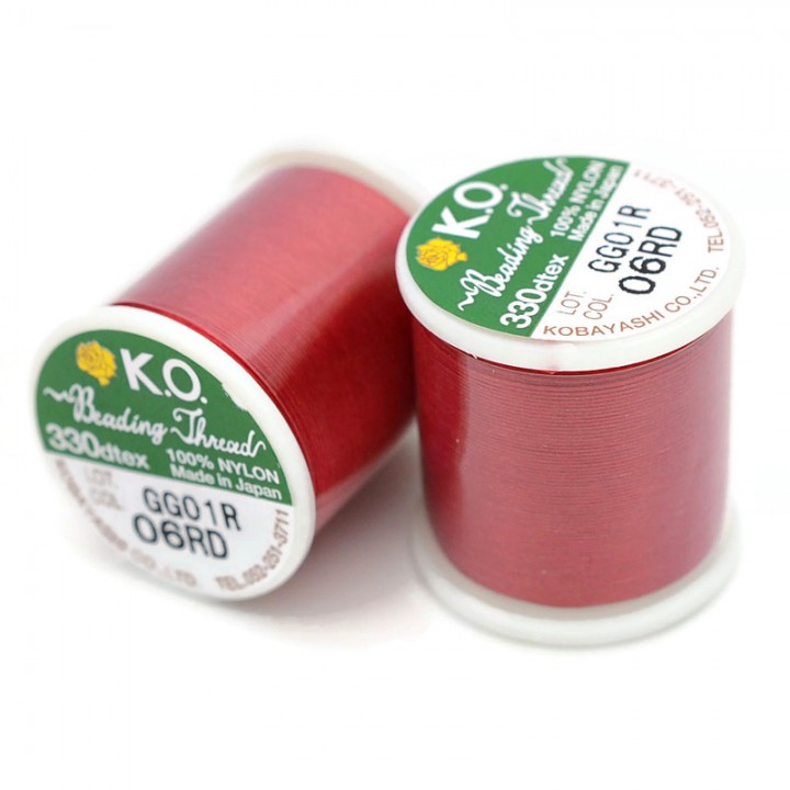 Нить для бисера K.O. катушка 50м, красная