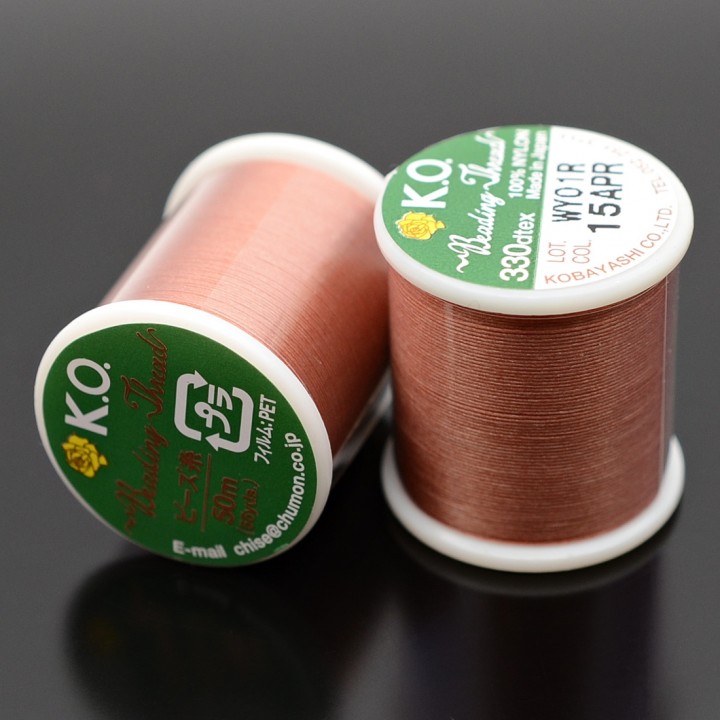 Нить для бисера K.O. катушка 50м, цвет абрикос
