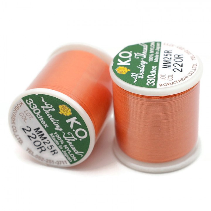 Нить для бисера K.O. катушка 50м, оранжевая