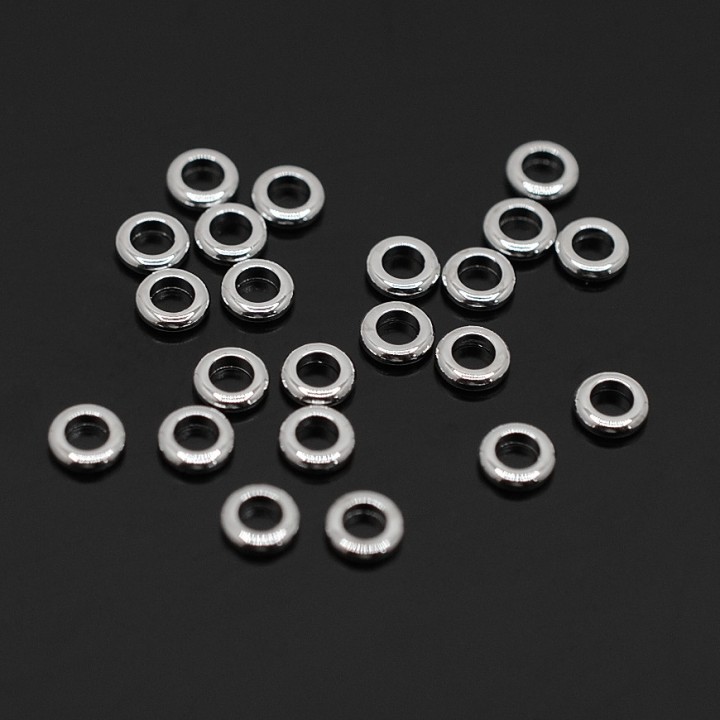 Bead Bagel 4mm rhodium plated, 10 pieces