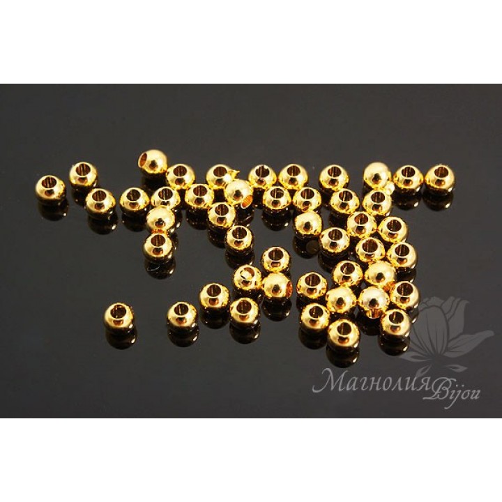 2.5mm Metal Beads 10 pcs., 16K gold plated