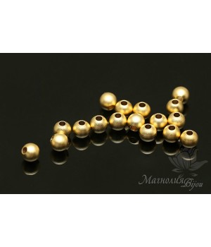Beads matte 3mm 10 pieces, gold plated 16 carats
