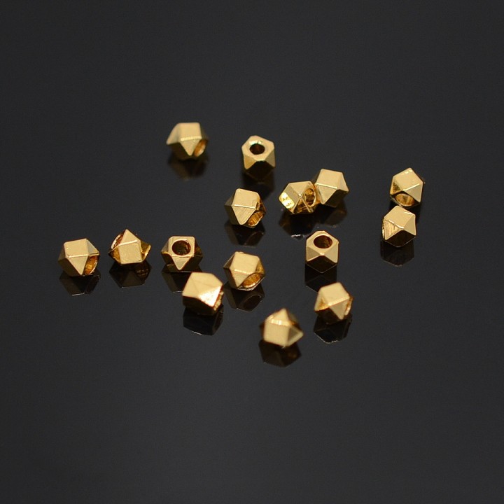 Bead 2.5mm Polyhedron 10 pieces, 14 carat gold plated