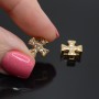 Cross bead with cubic zirkonia, 16 carat gold plated