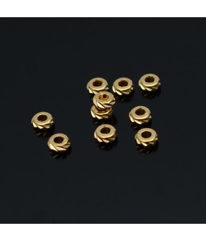 4.8mm Metal Rondell Beads 16K gold plated, 5 pieces