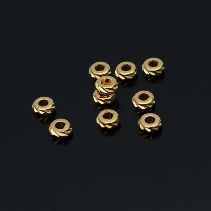 4.8mm Metal Rondell Beads 16K gold plated, 5 pieces