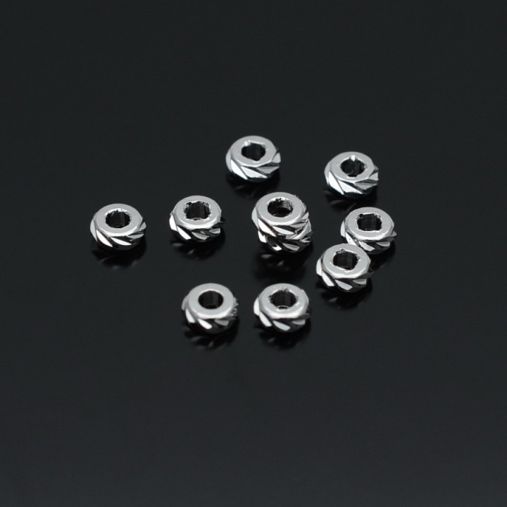 4.8mm Metal Rondell Beads rhodium plated, 5 pieces