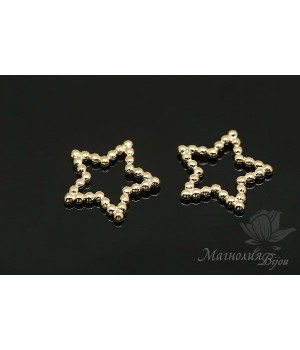 Star bead, 14 carat gold plated