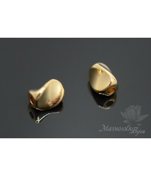 Glossy twisted bead, 14K gold plated