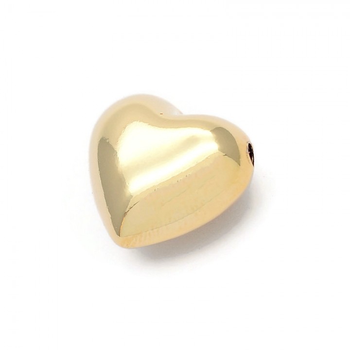Heart Beads 13:15.5mm, 16K gold plated