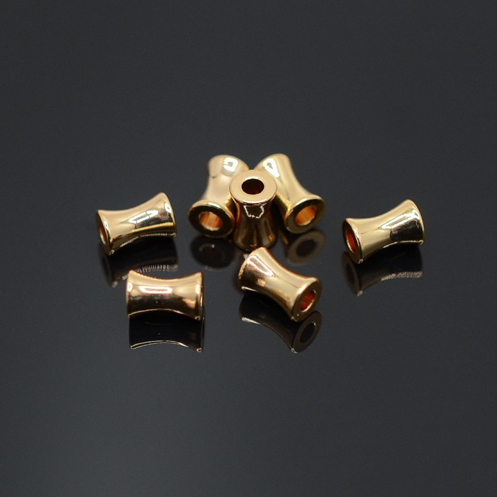 Hourglass bead 6:4mm 10 pieces, 18k gold plated
