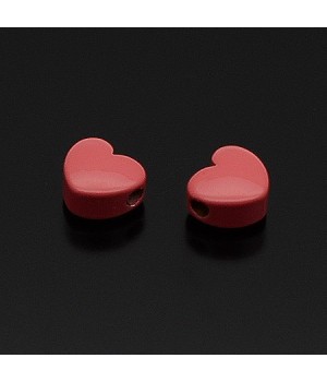 Pink Coating Heart Beads, 1 pcs