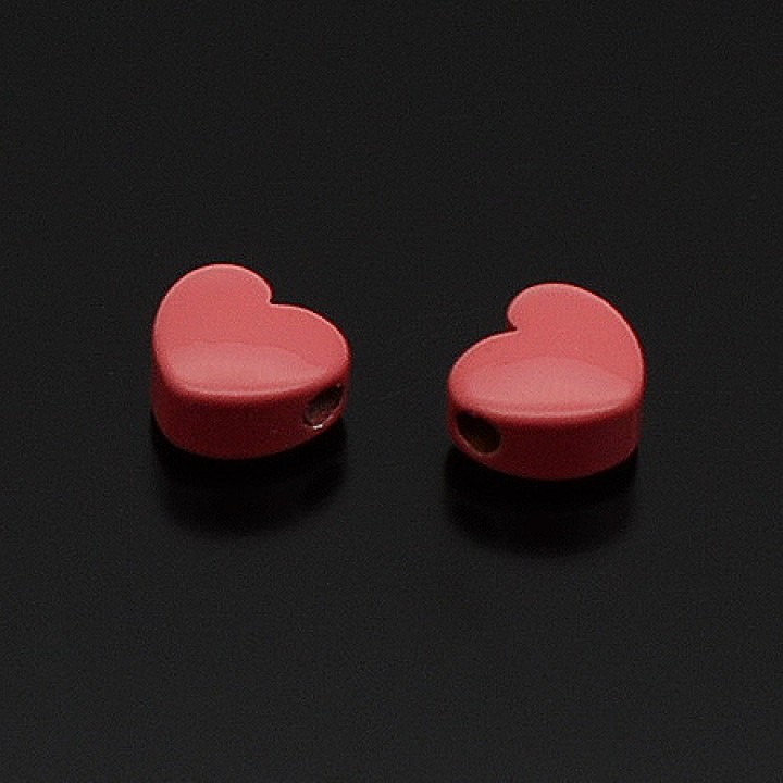 Pink Coating Heart Beads, 1 pcs