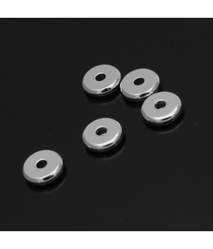 Rondel 8mm baño de rodio, 1 pieza