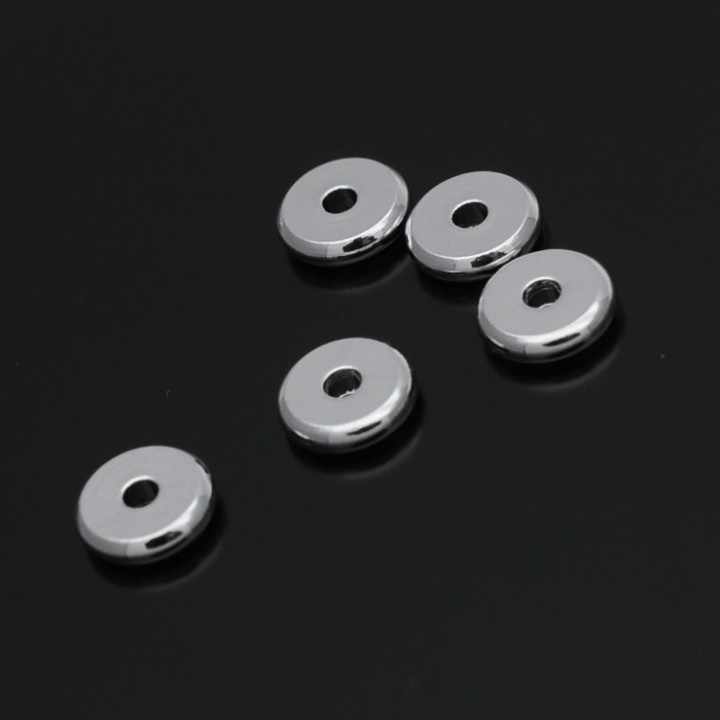 Rondel 8mm baño de rodio, 1 pieza