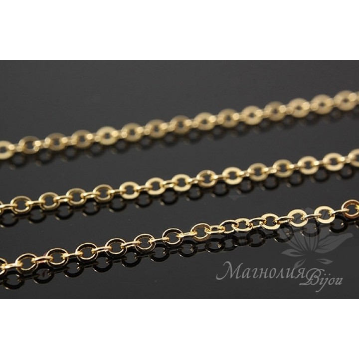 Anchor chain 1.5:2mm 50cm, 16k gold plated
