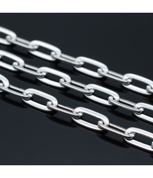 Chain with rectangular link 6.5:13.7mm 50cm, rhodium plated