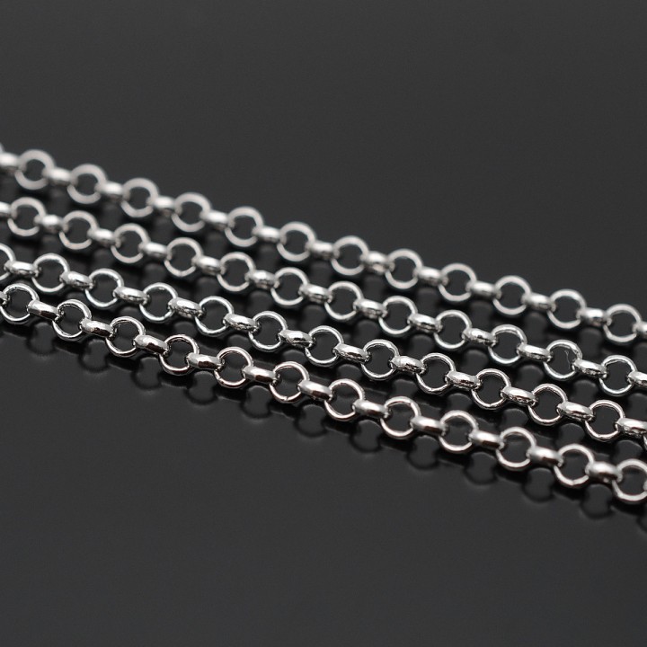 Chain Round link 2.5mm, rhodium plated