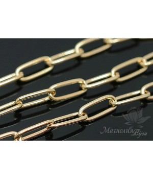 Chain with oval link 5:13mm 50cm, 16k gold plated