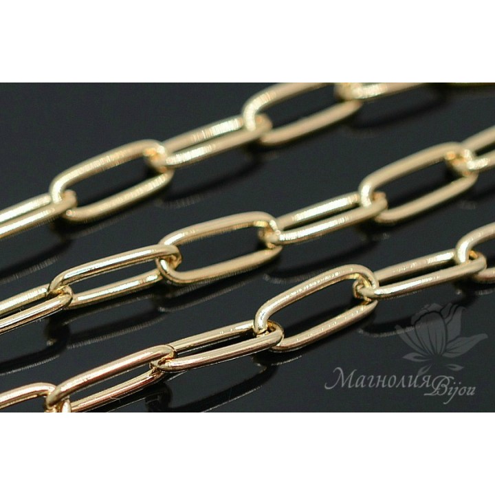 Chain with oval link 5:13mm 50cm, 16k gold plated