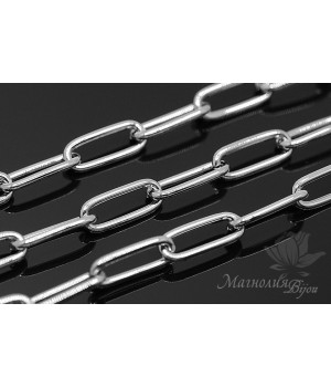 Chain with oval link 5:13mm 50cm, rhodium plated