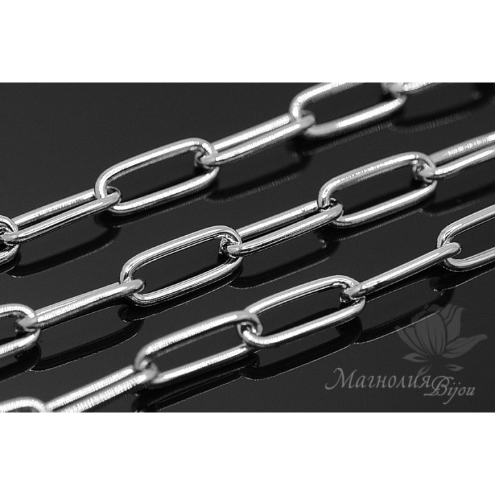 Chain with oval link 5:13mm 50cm, rhodium plated