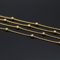 Cadena Bolas 1 y 2.5mm, dorado 16K