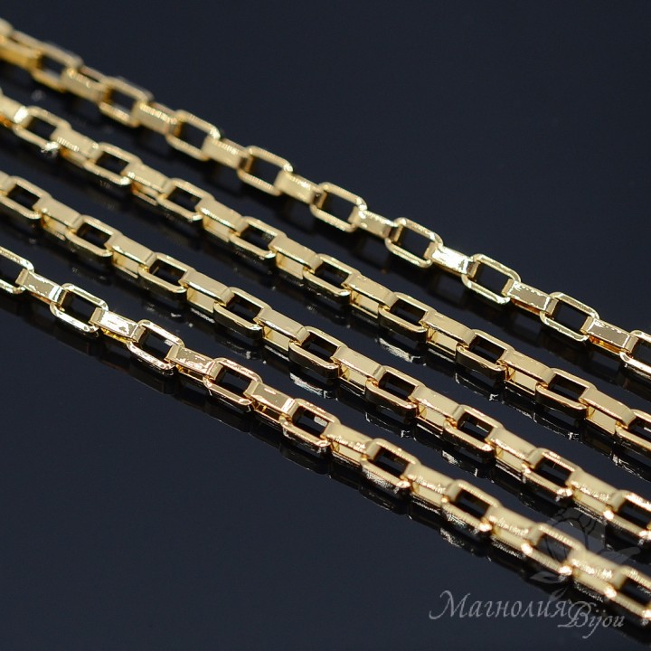 Rectangular chain 5:3mm 50cm, 16K gold plated
