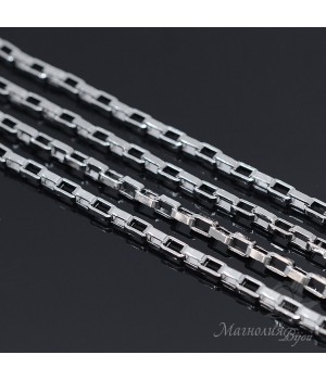 Rectangular chain 5:3mm 50cm, rhodium plated