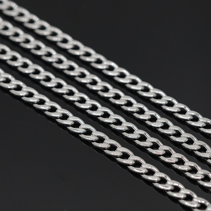 Chain Shell 7:4mm 50cm, rhodium plated