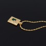 Medallón rectangular Esmeralda, dorado 16K
