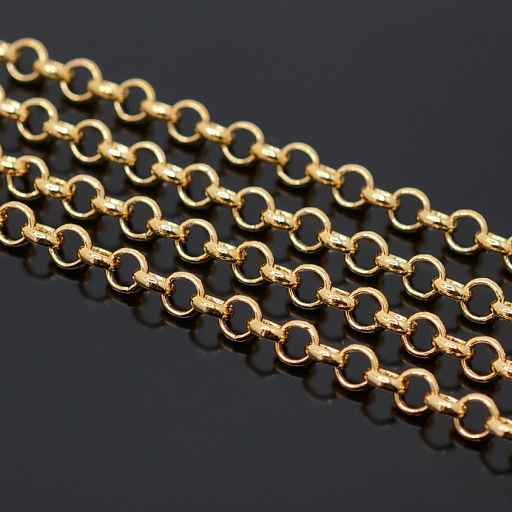 Chain Round link 5mm, 16k gold plated