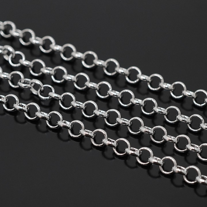 Chain Round link 5mm, rhodium plated