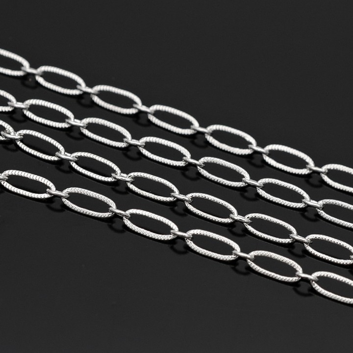 Cadena con eslabon ovalado 2.5:8.5mm 50cm, baño de rodio